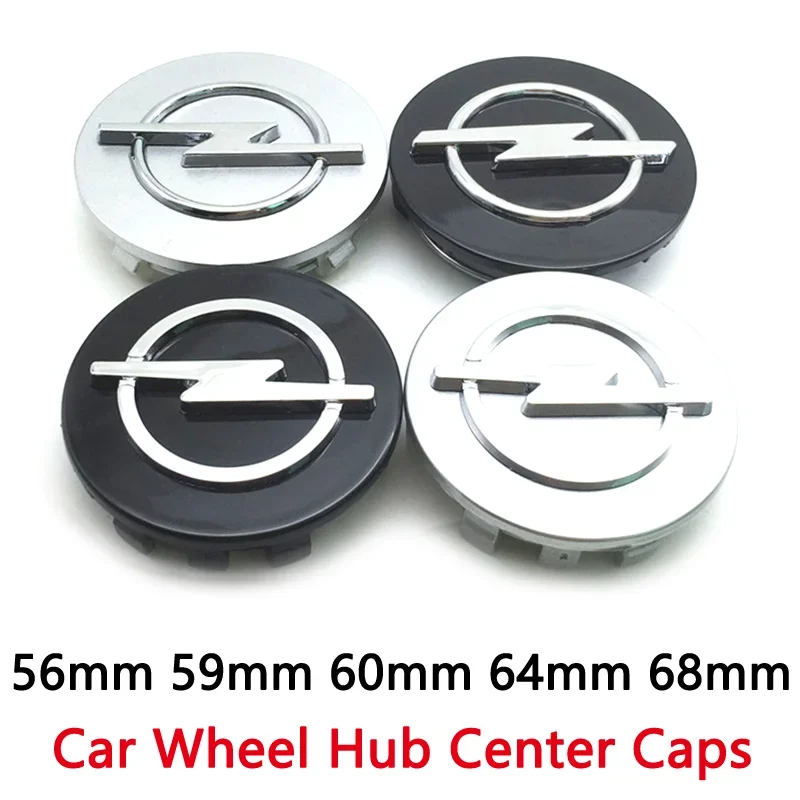 

4pcs 56mm 59mm 60mm 64mm 68mm Black Silver Opel Car Wheel Hub Center Caps Rims Covers Logo Badge Emblem Auto Parts Accessories