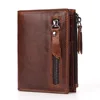 New High Quality Men Wallets Short Card Holder Genuine Leather Men Purse Double Zipper Coin Pocket Male Wallet 1