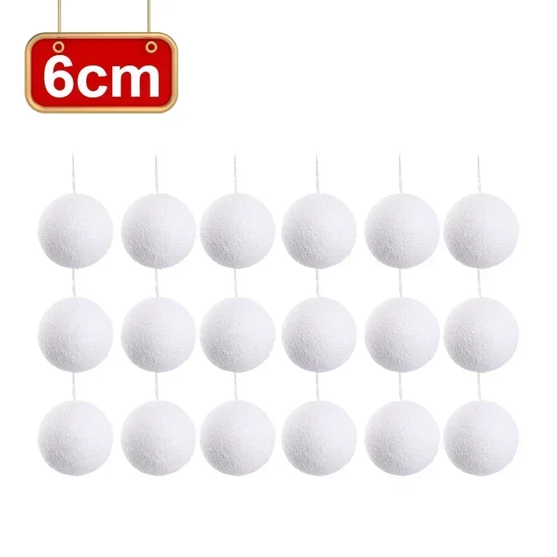 thumbnail image 1 of 60/6 piezas de bolas de espuma blanca para Navidad, bolas colgantes para árbol de Navidad, adornos para fiestas de Año Nuevo, suministros de decoración del hogar al por mayor, 1 of 5