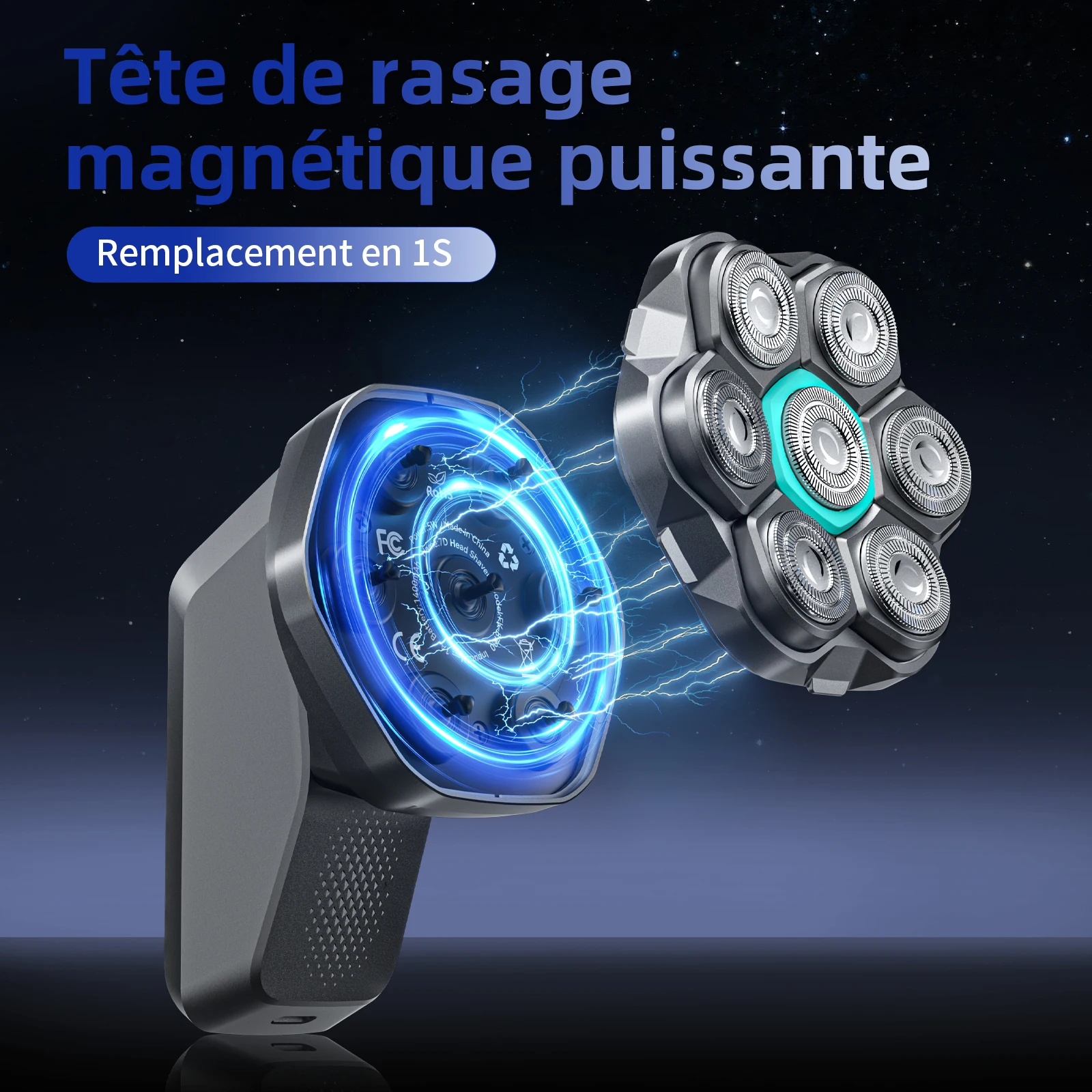 Kensen S32 Electric Shaver F Men 7D Floating Cutter USB-C Rechargeable 8100/8500 RPM IPX6 Waterproof Magnetic Head_voghion.com