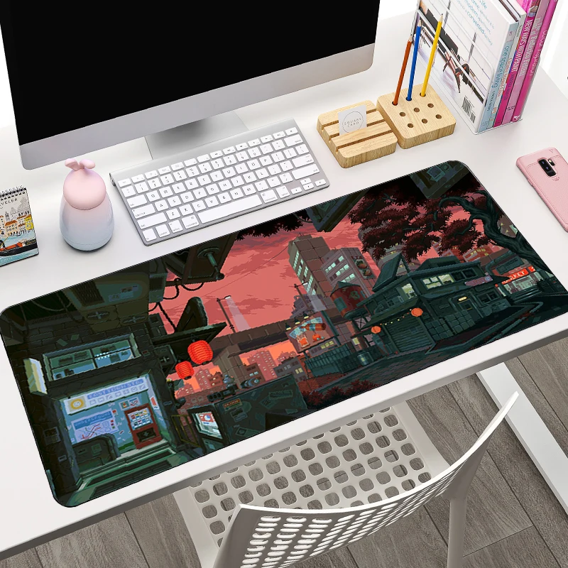 

Pixel Art City Large HD Anime Mouse Pad Office PC Gaming Accessories Game Cabinet Table Mat Laptop XXL Keyboard Mousepad Carpet