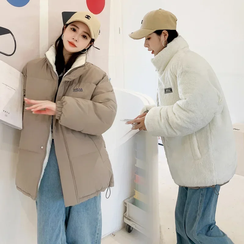 

New winter coat cotton-padded jacket for female students Korean fashion brand lamb wool warm coat