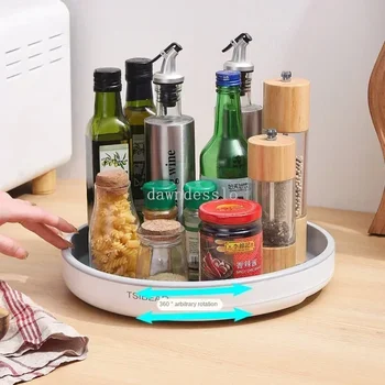360 ° rotazione portaspezie organizzatore armadio giradischi porta condimenti vassoio portaoggetti da cucina per cucina bagno frigorifero 1