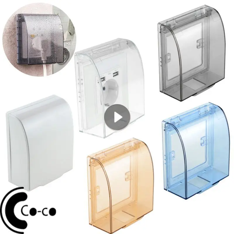 1pc 86 Type Self Adhesive Waterproof Electric Plug Cover socket protective cover Splash Box Sockets Switch Protection Box Protector Bathroom Supplies