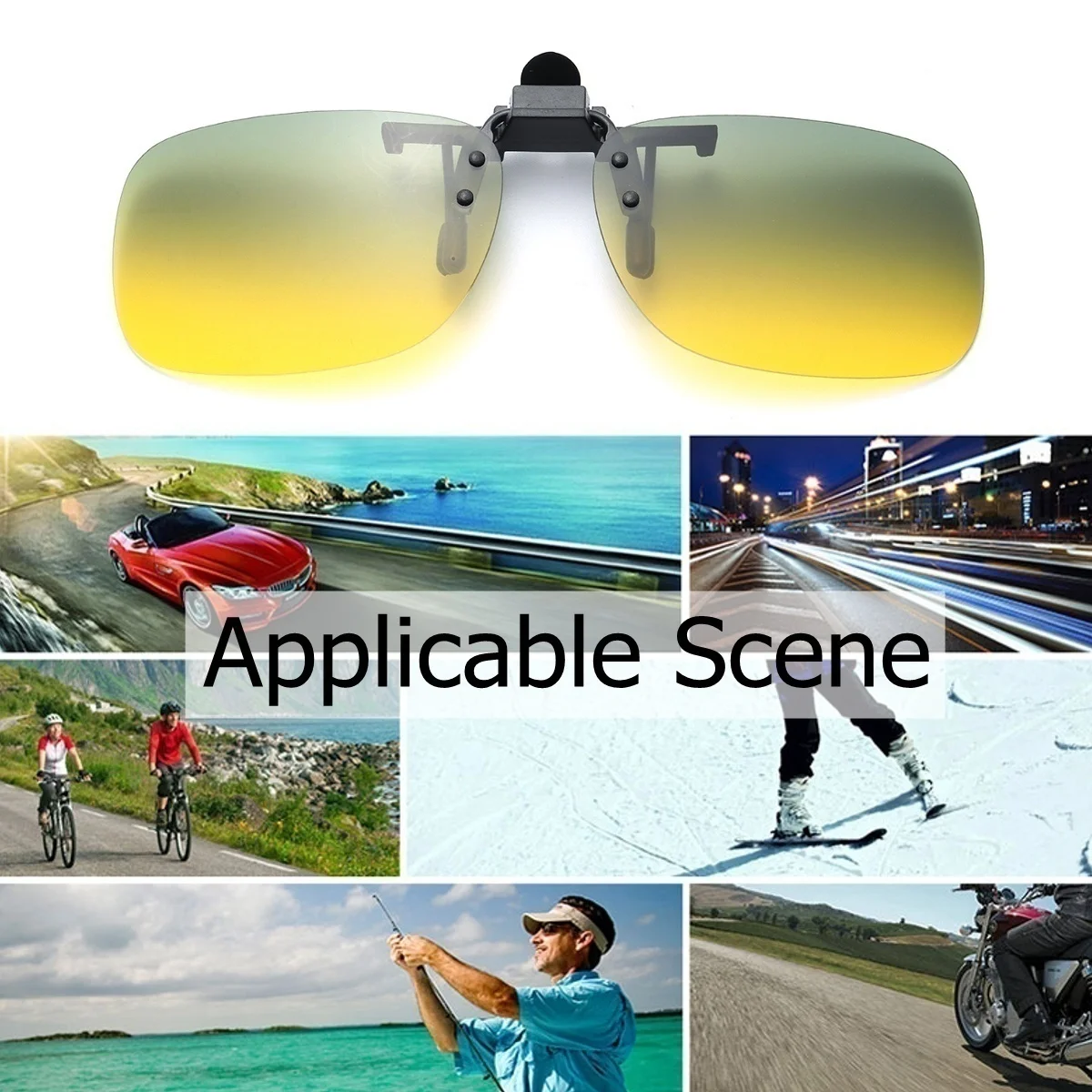 UV400 Day Night Vision Driving Clip on Sunglasses Flip Up Anti Glare Sun Glasses Clip Lens Polarized Lens Glasses Goggles