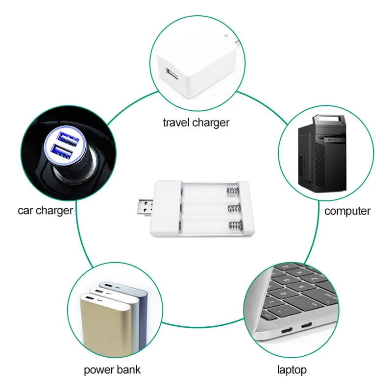 Universal USB Output Battery Charger 2/3/4 Slot Adapter For AA / AAA Battery Rechargeable Quick Charge Battery Charging Tools