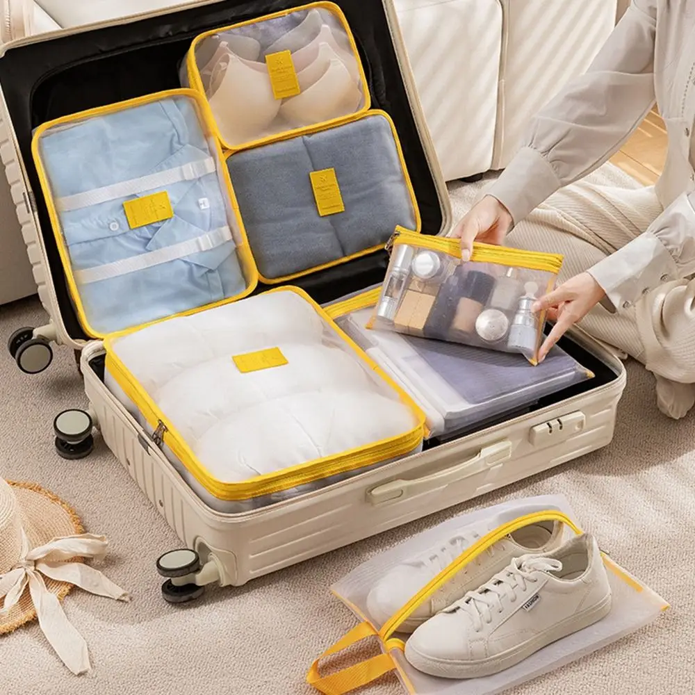 7Pcs/Set Nylon Travel Organizer Storage Bags Large Capacity Foldable Suitcase Packing Cubes Waterproof Washable 4