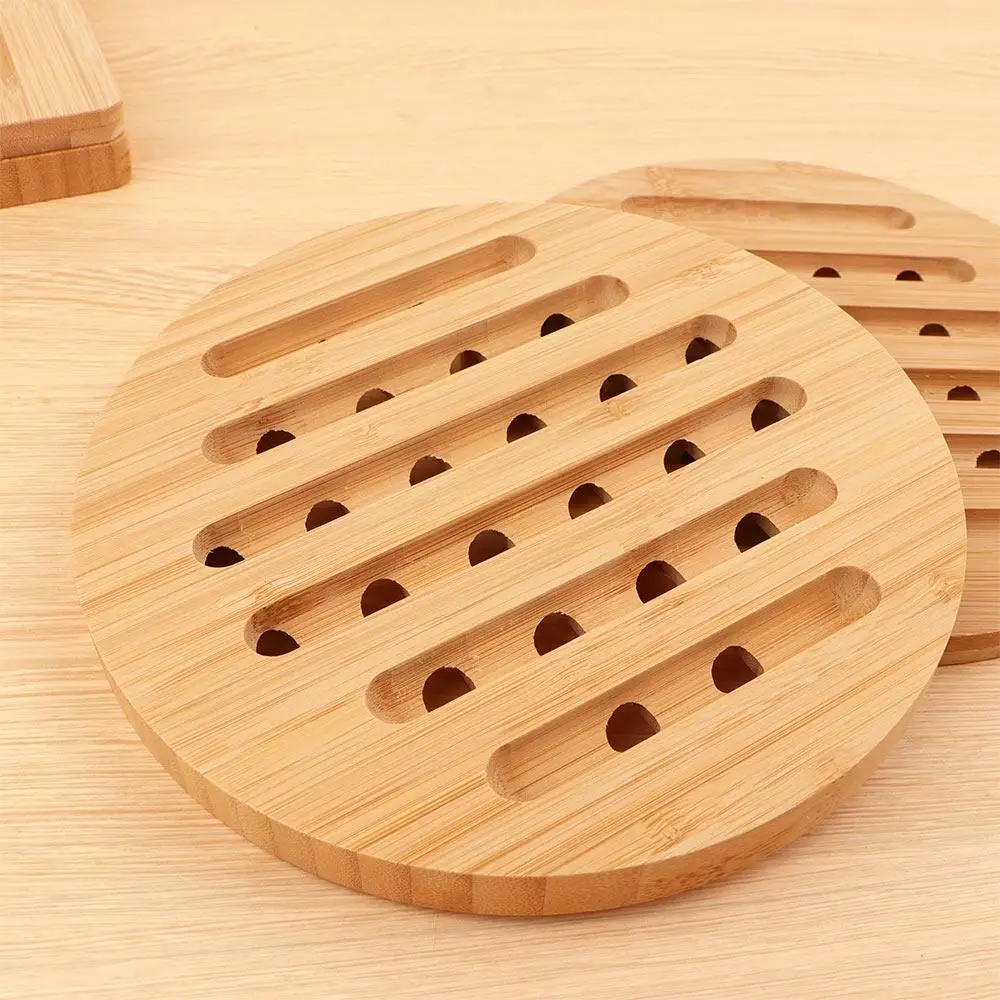 Natural Bamboo Trivet, Set of 4 Non-Slip Heat Resistant Mat for Kitchen Hot Dishes, Pots and Pans