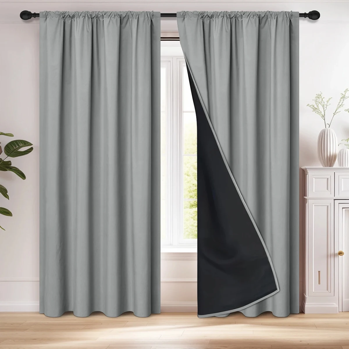1/2PC Simple Modern Solid Color Blackout Curtain Suitable For Bedroom, Living Room, Balcony, Bay Window, Home Decoration 3