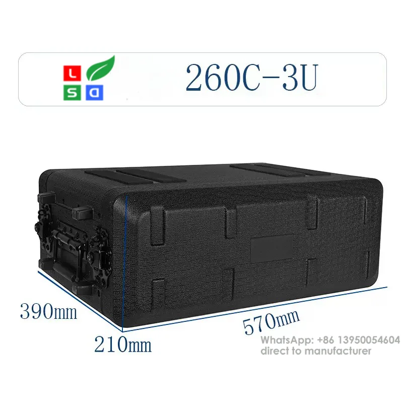 3U Rack Case, 19 Rackmount, Waterproof, Black, Customized Foam, Wireless Mic System Storage/Amp/Effect/DJ Mix