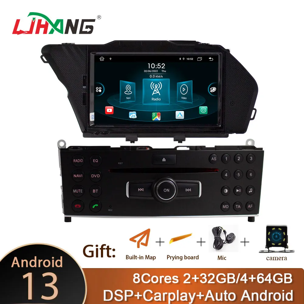 

Автомобильный мультимедийный плеер LJHANG Android 13 для Mercedes Benz GLK Class X204 GLK300 GLK350 GPS Navi 1 Din Автомобильная стерео Wi-Fi аудио DVD