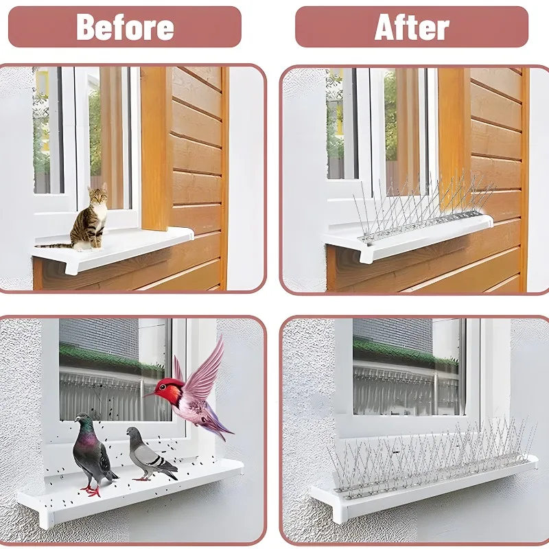 Stainless Steel Anti-Pigeon & Squirrel Deterrent Bird Spikes for Gardens and Balconies