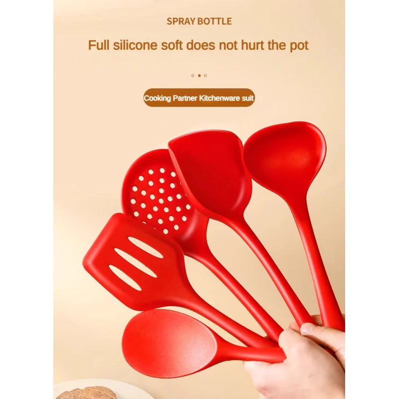 Silicone Kitchen Utensils Set 1-5pc Non-Stick Spatula Ladles & Strainers BPA-Free Heat Resistant Dishwasher Safe Cooking