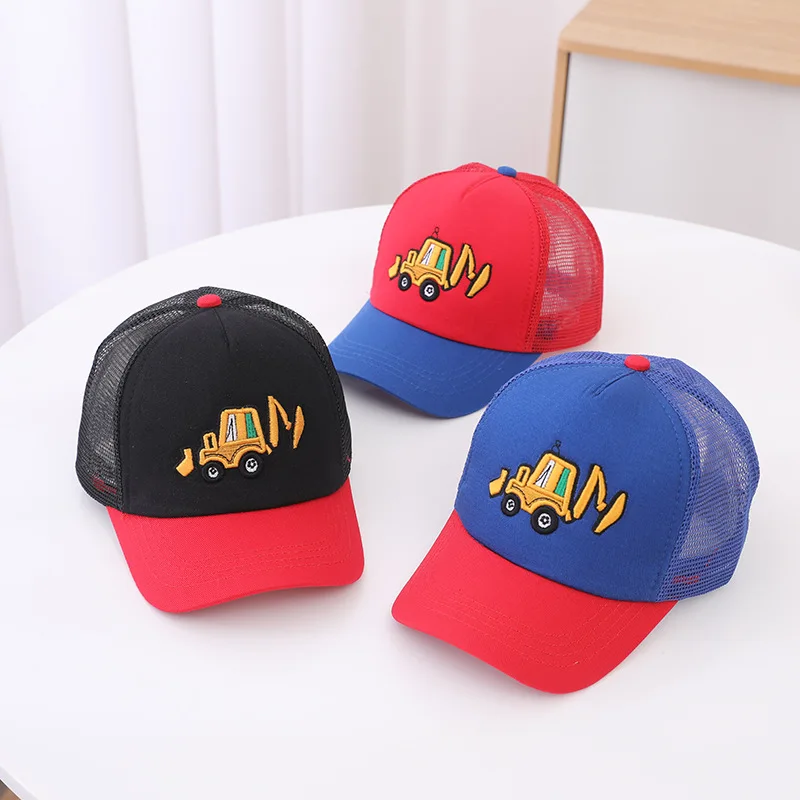 Summer Baby Boy Baseball Cap Mesh Breathable Excavator Snapback Sun Hat Children Girls Outdoor Hip Hop Cap