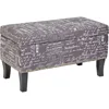 Endora Rectangular Fabric Storage Ottoman with Script-Style Pattern - Storm Grey 1