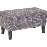 Endora Rectangular Fabric Storage Ottoman with Script-Style Pattern - Storm Grey 1
