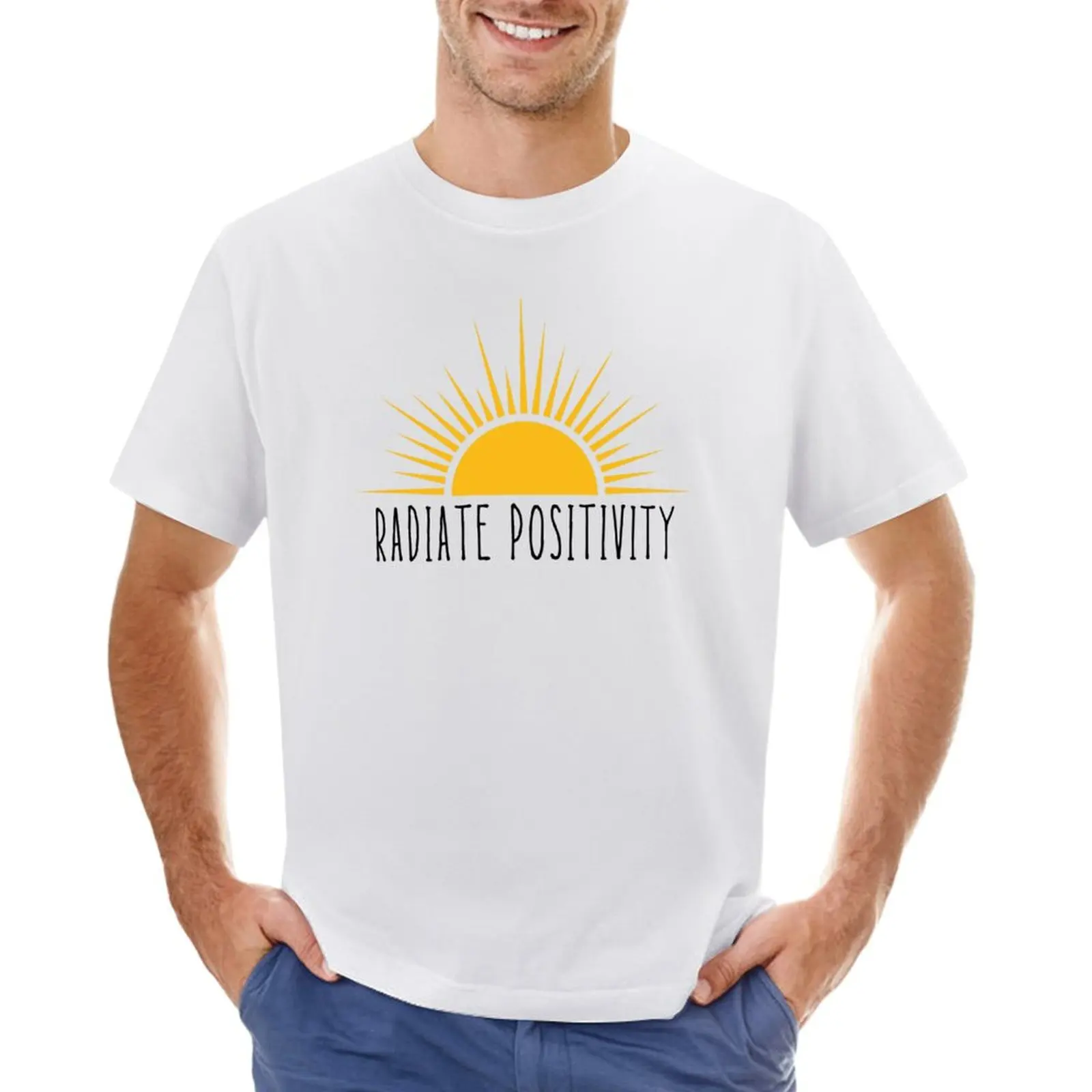 

Radiate Positivity T-shirt funnys plus sizes summer top anime clothes plain white t shirts men