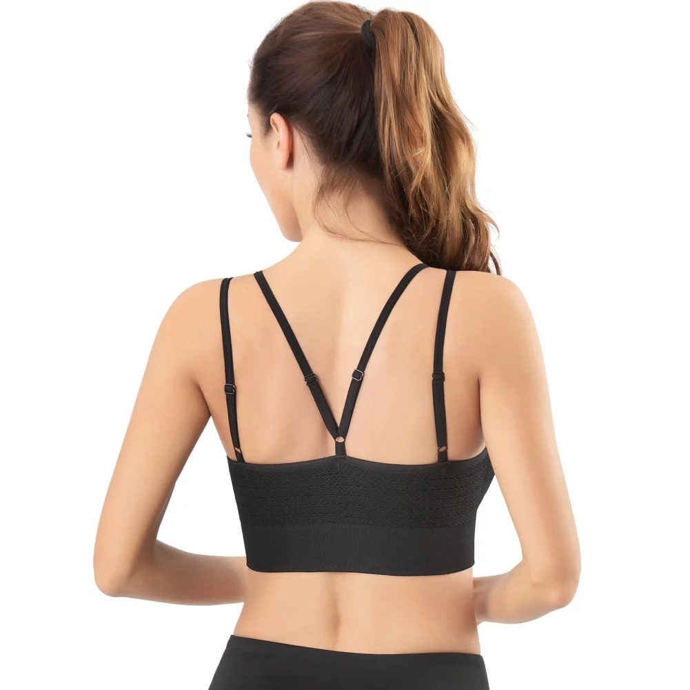 Women Yoga Fitness Bra Soft Breathable Daily Running Underwear Criss-Cross Back Gym Workout Wireless Push Up Brassiere