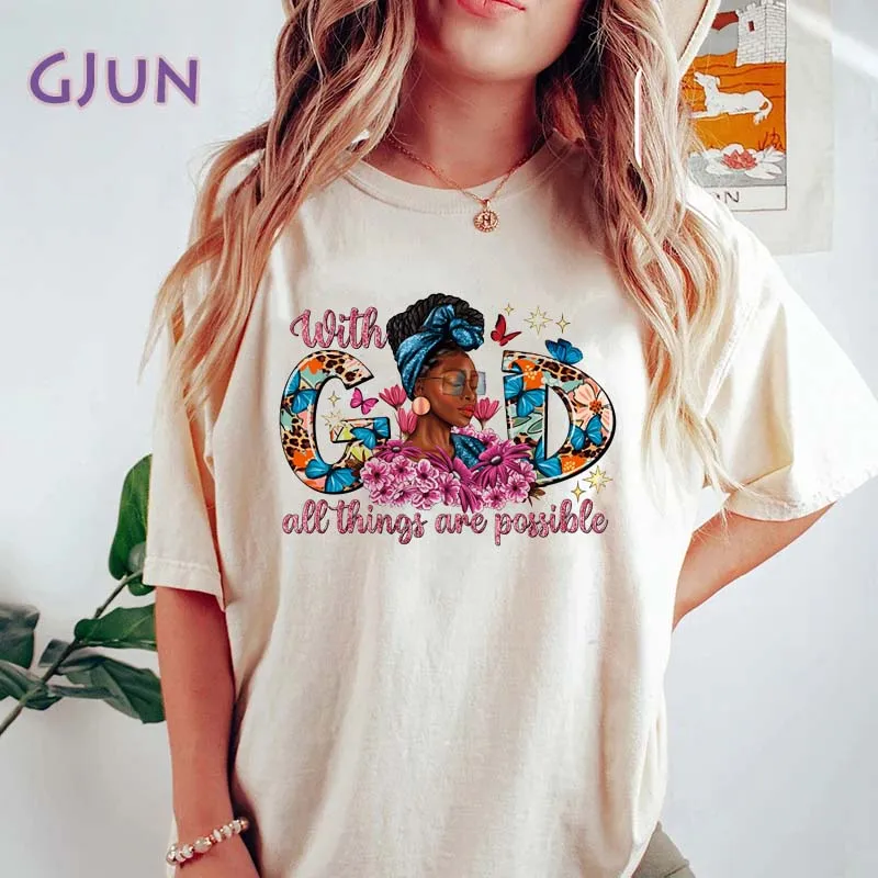 

God Graphic T Shirts Summer Short Sleeve Female Tee Tops Woman Tshirt Clothing