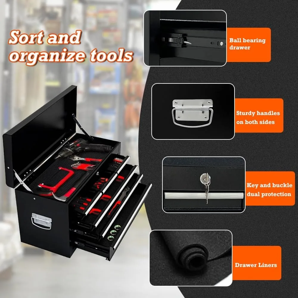 13 Drawers Tool Chest with Wheels,Large Capacity Tool Storage Cabinet with Removable Top Toolbox, Locking Mechanical Tool Cart 4