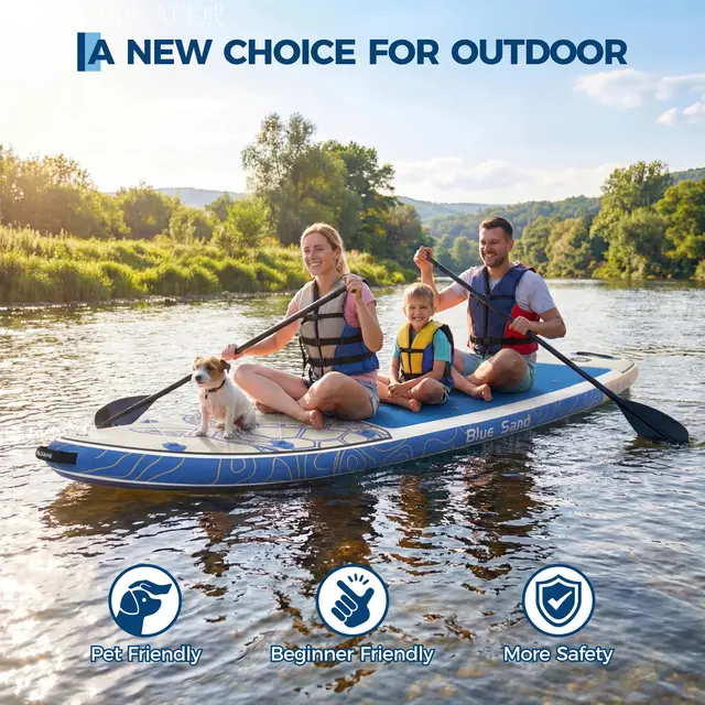 Extra Wide Stable Inflatable Stand Paddle Paddle Board for Adults & Youth – Ultra-Light PVC, Non-Slip EVA Deck, 450lbs Capacity, Adjustable Paddle, High Pressure Pump & Backpack