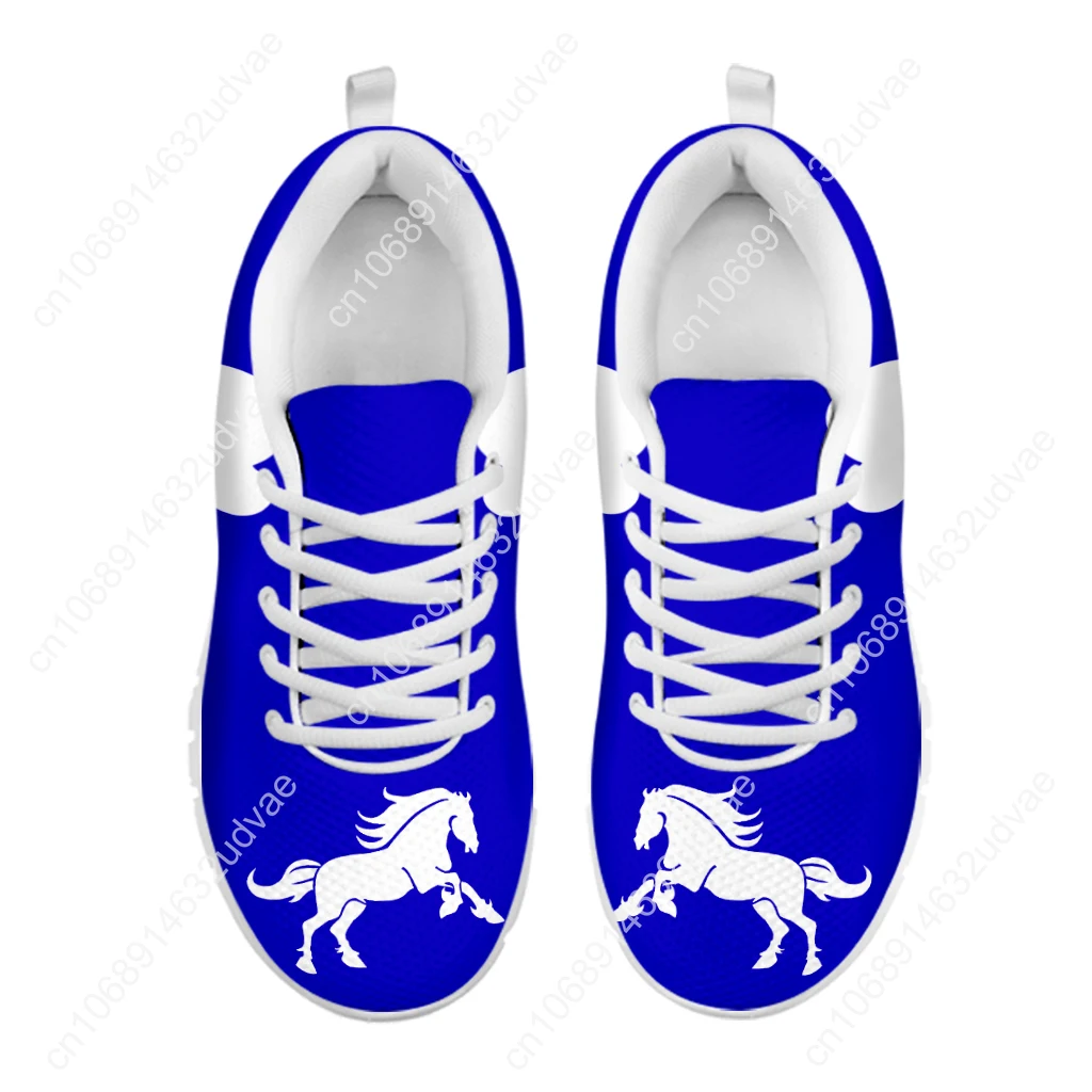 Trendy Blue And White Golf Design Stylish Sneakers Horse Heart Print White Flats Sports Hobby Shoes Chaussure