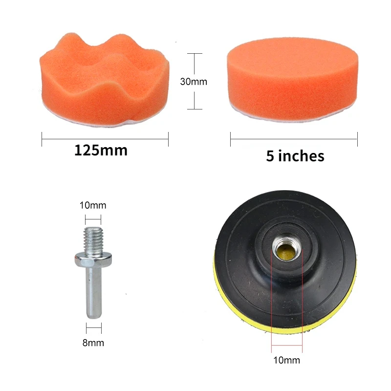 7/11/pcs set 3inches Drill Brush Kit Foam Disc Wool Pad for Polishing Buffing Waxing Sponge Wheel Cleaning Hand Tool 6