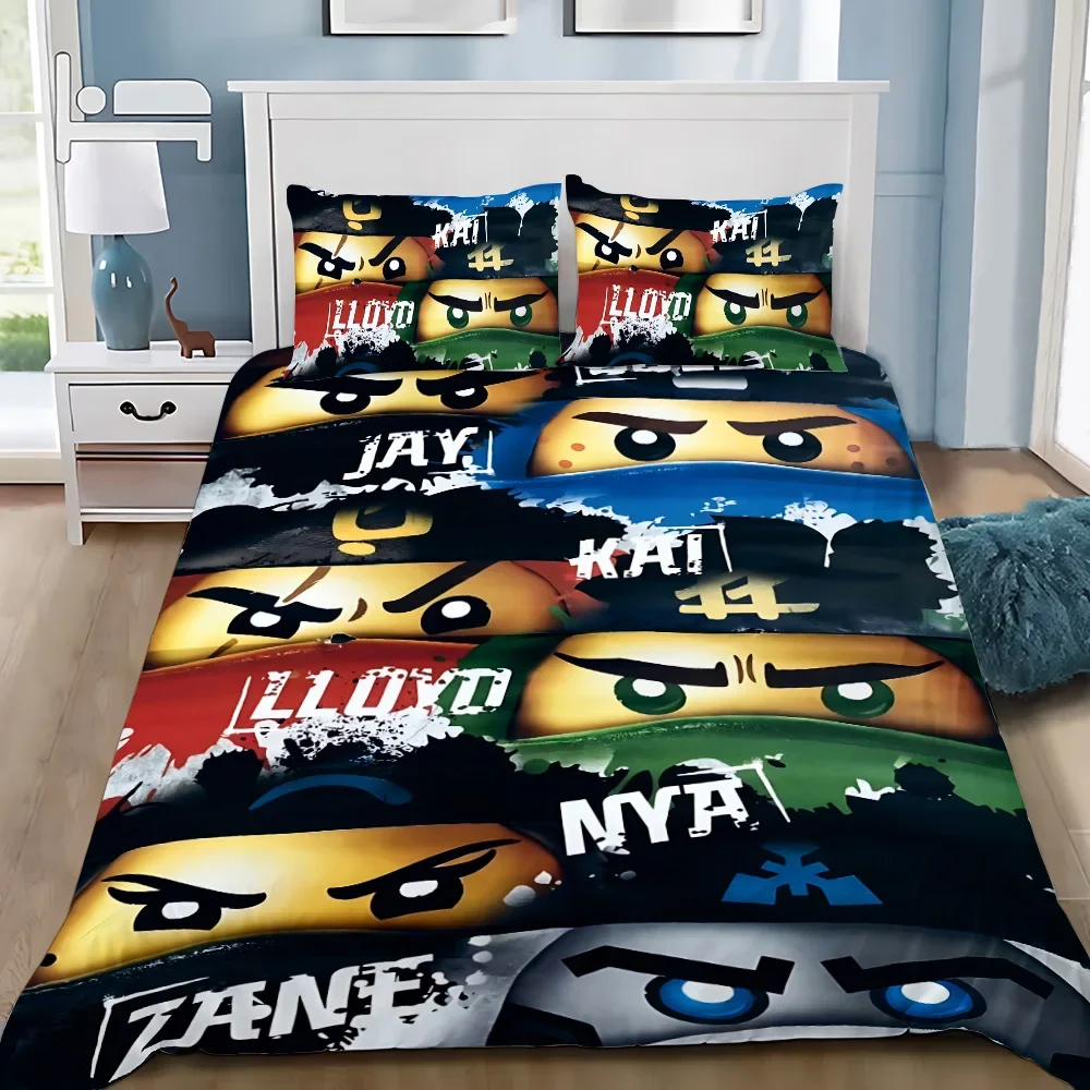 Duvet Cover Cartoon Game Pillowcase Bedding Set Boy Girl Bedroom Decoration Children-N-ninjagos-Gift Single Double Large Size
