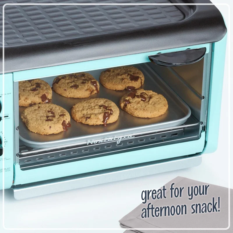 Nostalgia 3-in-1 Breakfast Station-Includes Coffee Maker, Non-Stick Griddle, and 4-Slice Toaster Oven-Versatile Breakfast Ma