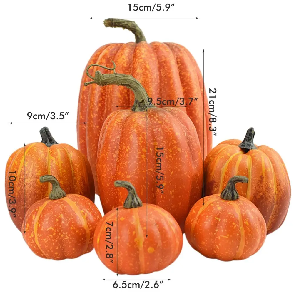 Artificial Pumpkin Decoration 7PCS Artificial Assorted Pumpkins Mini Fake DIY Pumpkin Autumn Decorations for Home