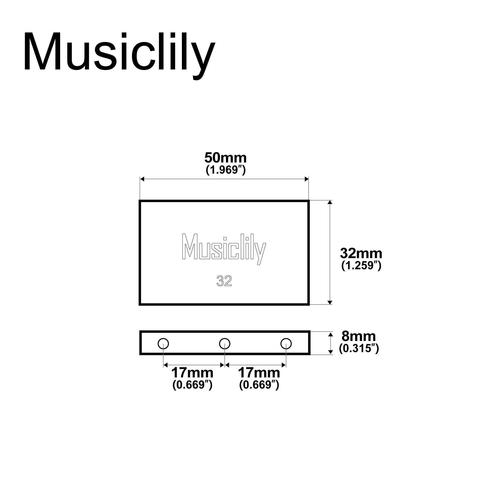 Musiclily Ultra 32mm/34mm/37mm/42mm Vollmassiver Messing/Stahlblock für E-Gitarre Floyd Rose Locking Tremolo Brücke – Detail 34