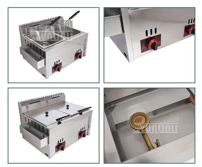 New 12L Stainless Steel Countertop Fryer For Fried Chicken French Fries Commercial Deep Fryer Machine With Dual Tanks