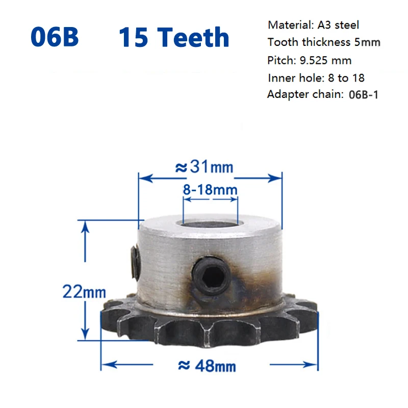 1pc 15T 16T 17T 06B Sprockets for Roller Chain 15 16 17 Tooth A3 Steel Gear Industrial Drive Sprocket Bore 12/14/15/17/18/25mm