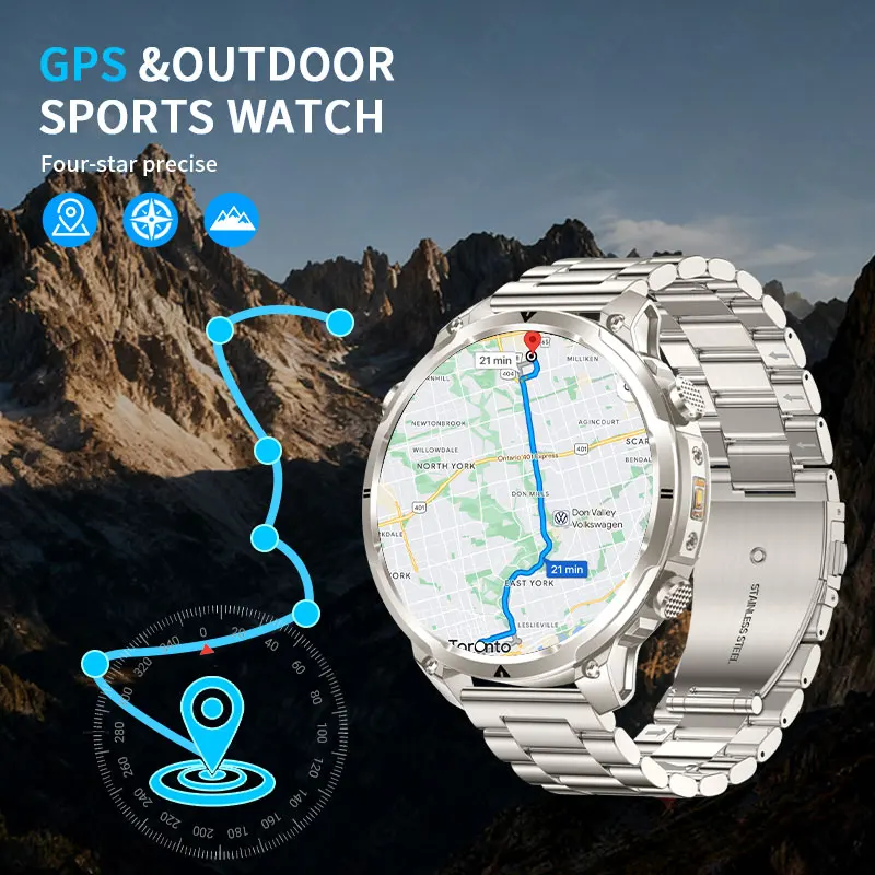 LIGE Outdoors GPS Tracker Smart Watch Men 720mAh Battery 1.7" HD BT Call IP68 Flashlight Compass Man 100+ Sports Smartwatch 2026