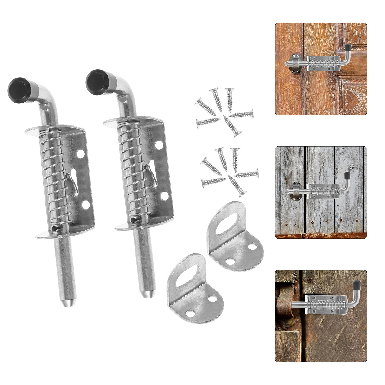 

2 Sets Plug Barrel Bolt Latch Heavy Duty Spring Pin Door Latches & Bolts Stainless Steel