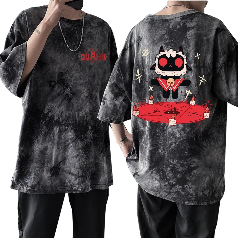 Magliette Con Stampa Grafica Cult Of The Lamb Harajuku Y2K Uomo Donna Tie Dye Streetwear Camicie