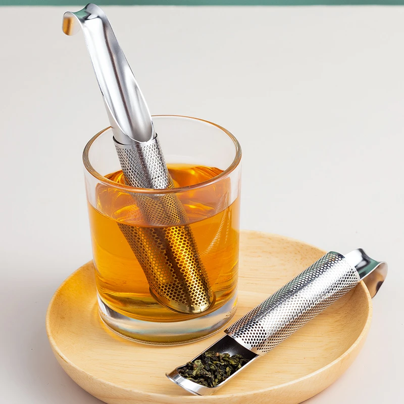 Description Picture 4 of item1/2Pcs Kitchen Tool Tea Strainer Stainless Steel Tea Infuser Pipe Design Tea Strainer Filter Holder Tea Spoon Infuser Filter