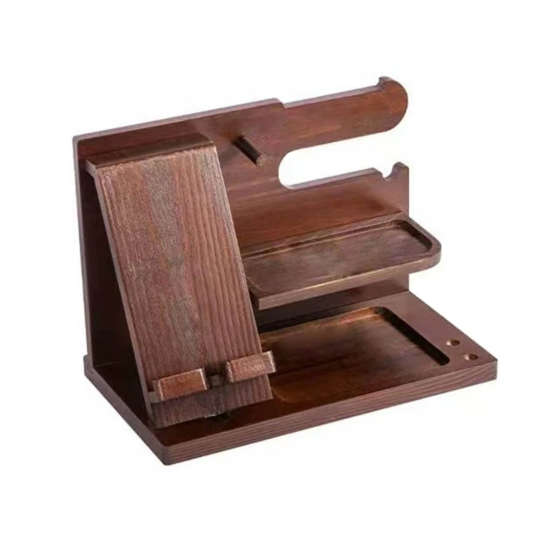Watch Display Stand Wooden Bedside Wood Phone Docking Station Holder Wallet Stand Watch Storage Rack Valentines Multifunctional