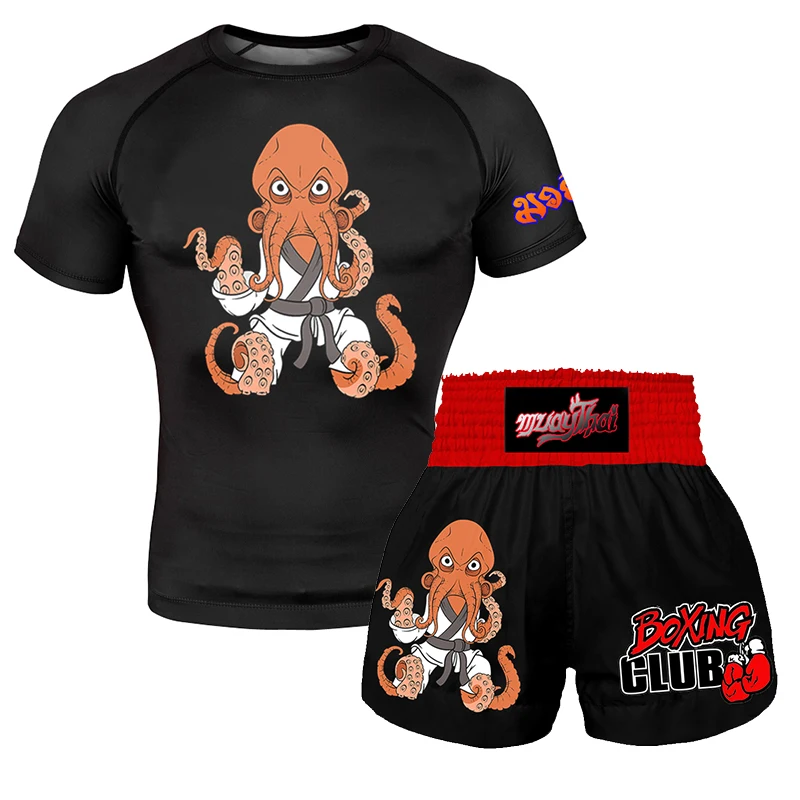 Children's fitness training Sanda Men's boxing shorts MMA BJJ Muay Thai shorts Short sleeve fighting Sports T-shirt