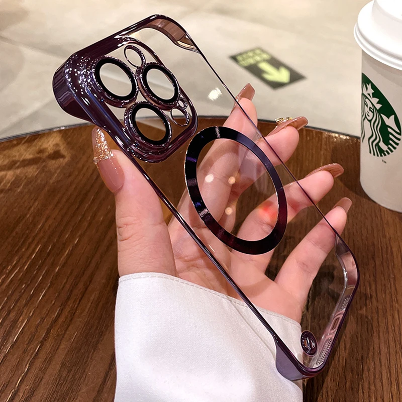 For Magsafe Wireless Charging Luxury Transparent Borderless Phone Case