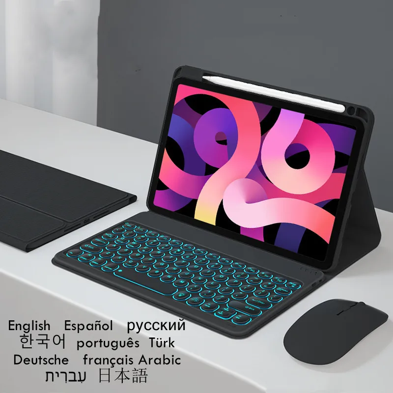 Capa de Teclado Retroiluminado para Xiaomi Redmi Pad se Capa para Tablet Russo Árabe Espanhol 11 2023