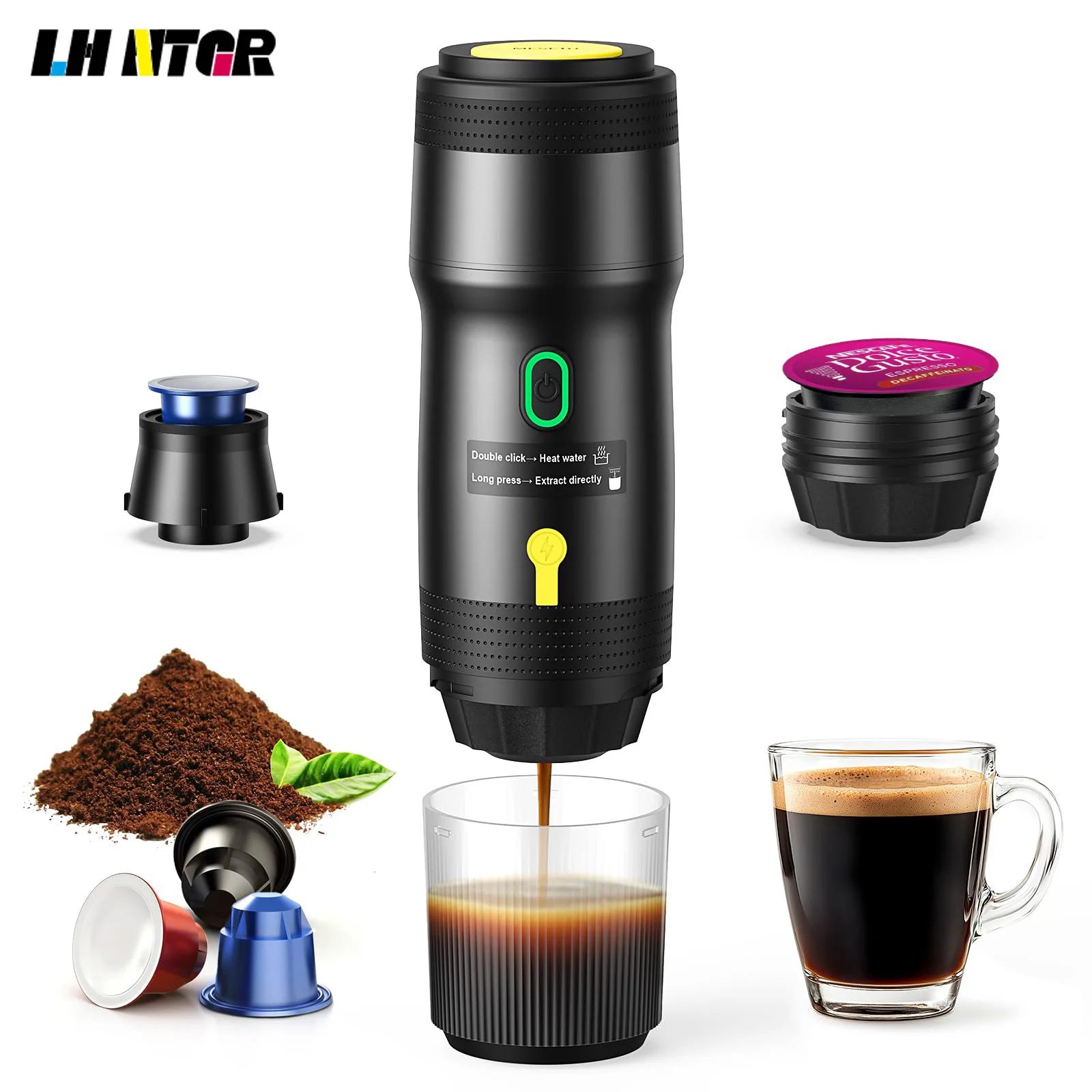 Portable Electric Espresso Machine, Car Self-Heating Coffee Maker with USB-DC, Travel Coffee Machine for Camping - Image 2