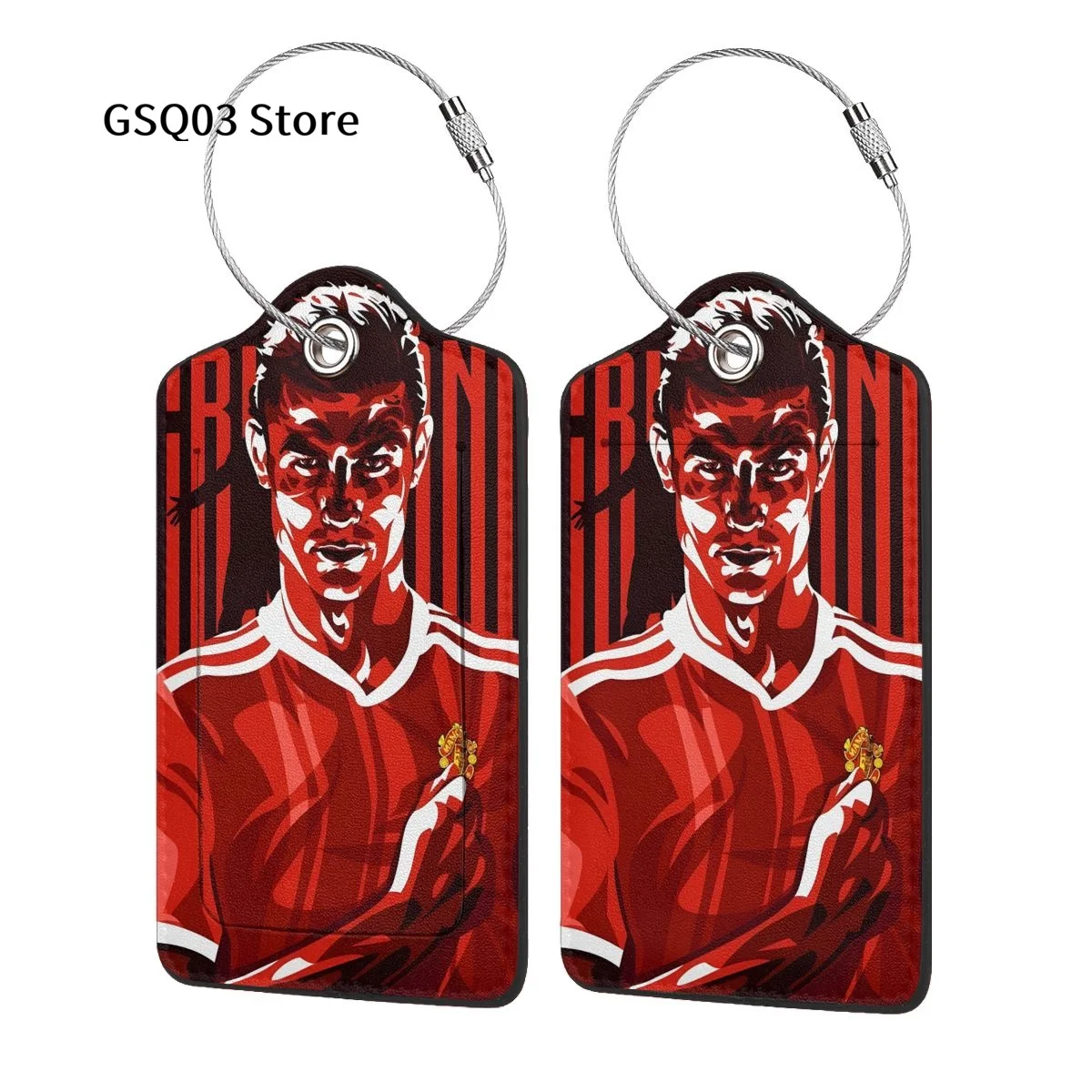 

Cr 7 Luggage Tags for suitcases Abstract Leather Stainless Steel Loop Label Tag for Men Women Travel Bag Suitcase 1 PCS