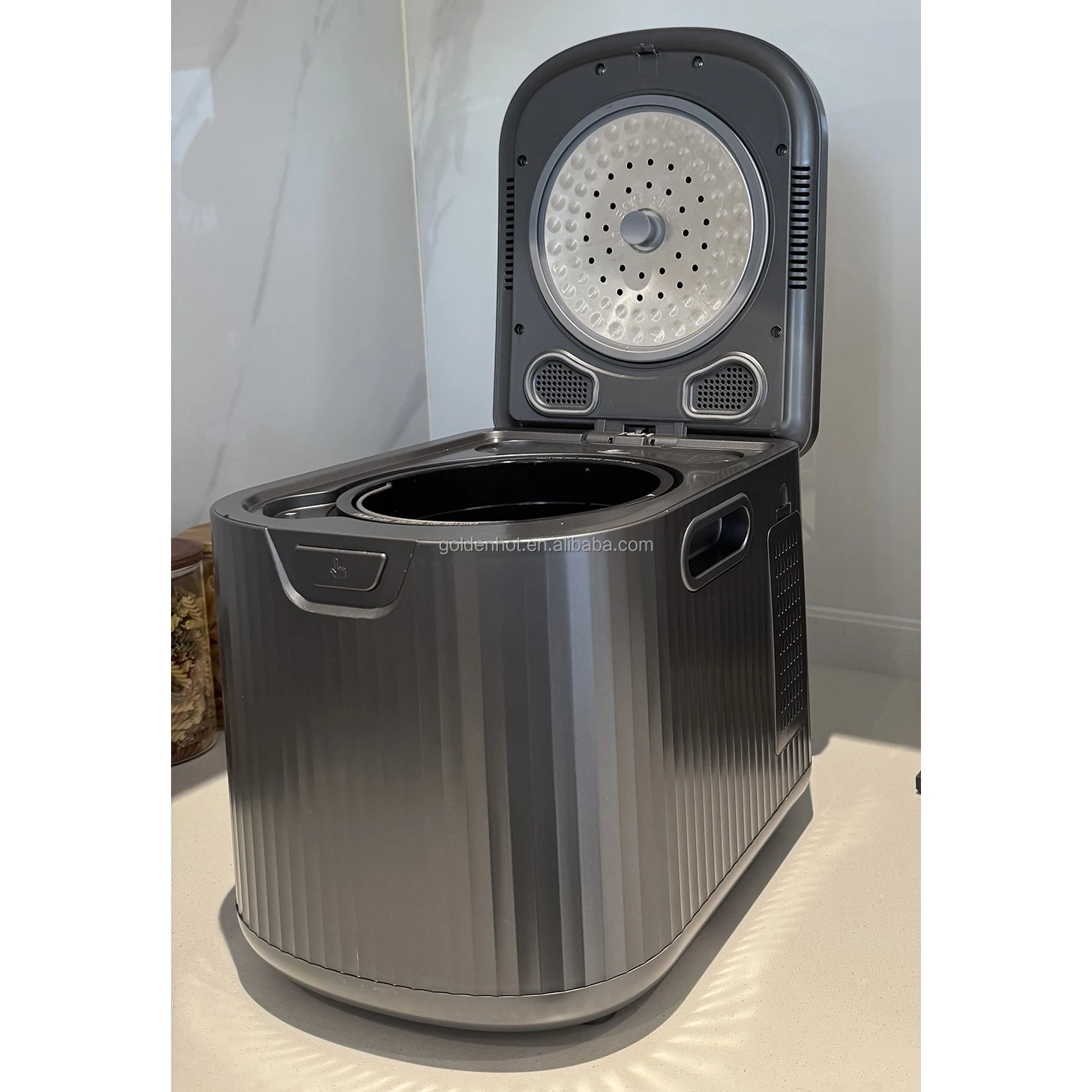 2.5L Kitchen Food Compost Buckett Home Food Waste Fertilizer Processor Grinder Dryer Machine with Two Activated Carbon Box