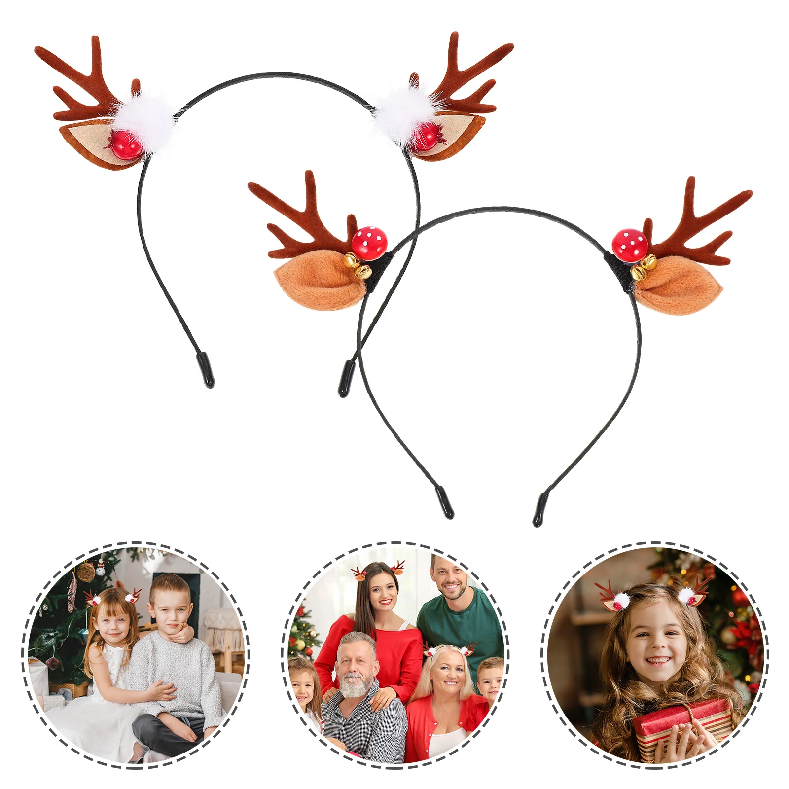 

2 Pcs Xmas Hair Hoops Lovely Antler Hair Hoops Adorable Headdress Hair Accessory