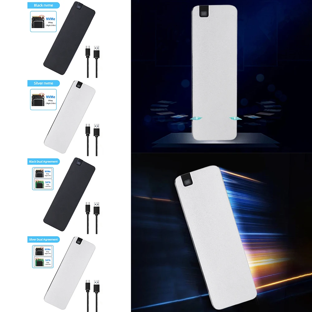 M.2 NVME NGFF SSD 케이스 솔리드 스테이트 드라이브 인클로저, USB 3.2 GEN2 SSD 인클로저, 금속 SSD 케이스, 2230, 2242, 2260/2280 SSD용