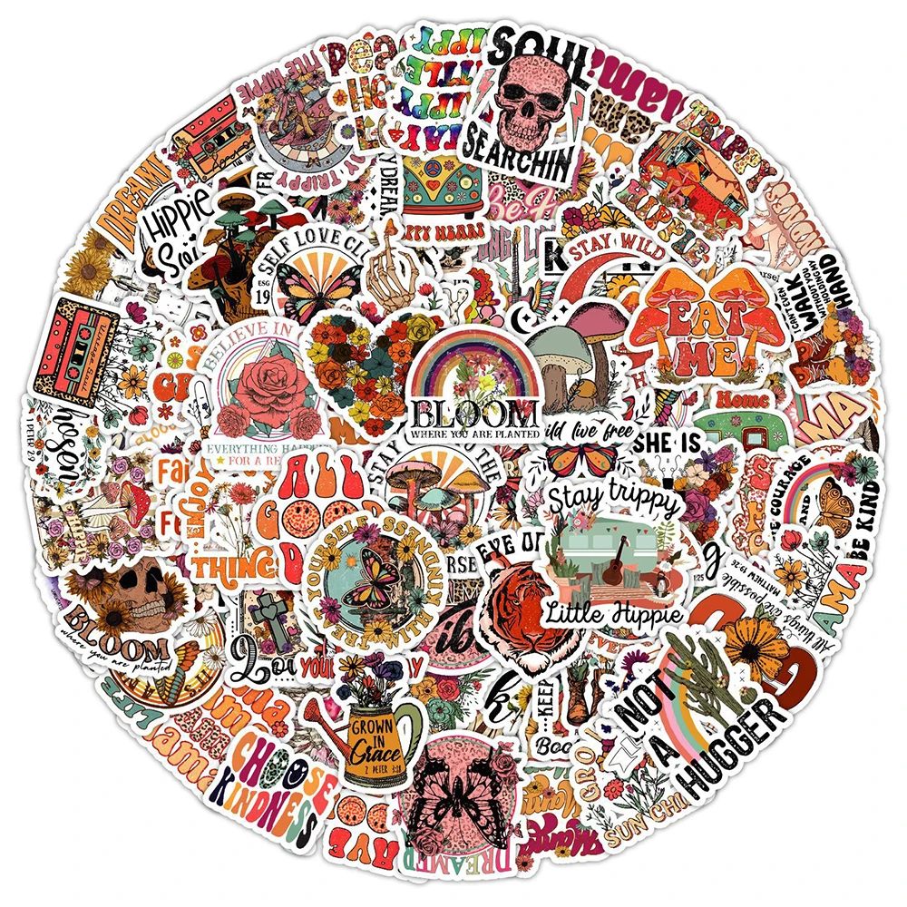 

10/30/50/100pcs Vintage Funny Hippie Art Cartoon Stickers Suitcase Notebook Skateboard Laptop Classic Toy Decal Graffiti Sticker