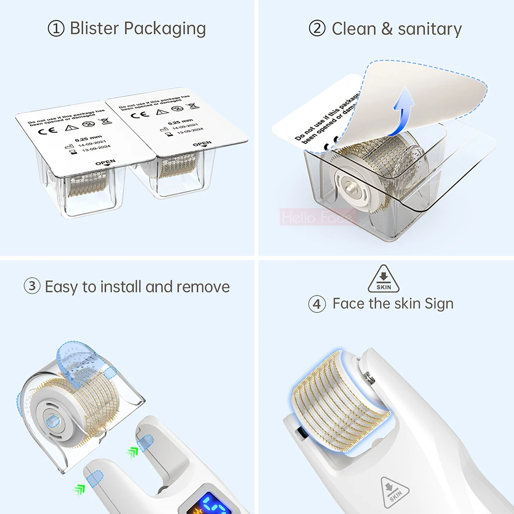 Derma Roller 5pcs Bioroller G5 Derma Roller Replacement Titanium Microneedle Roller Head For Bio G5 and Hello Face Device