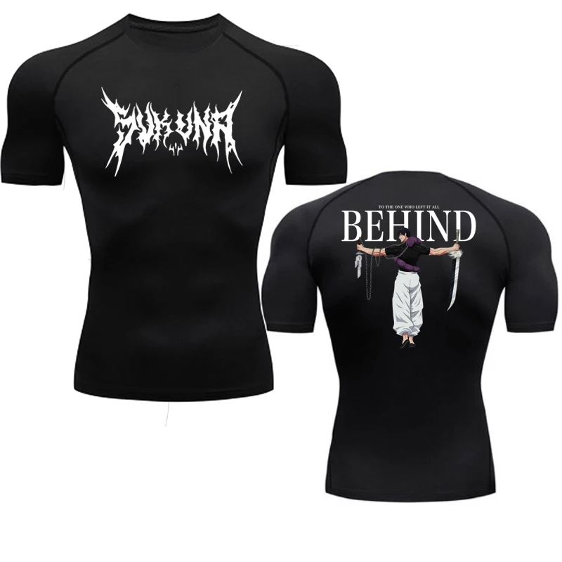 Anime Jujutsu Kaisen Compression Shirt Men Fitness Gym Sport Running T-Shirt Rashgard Tops Tee Quick Dry Short Sleeve T-Shirt Compression T Shirt Sport T Shirt