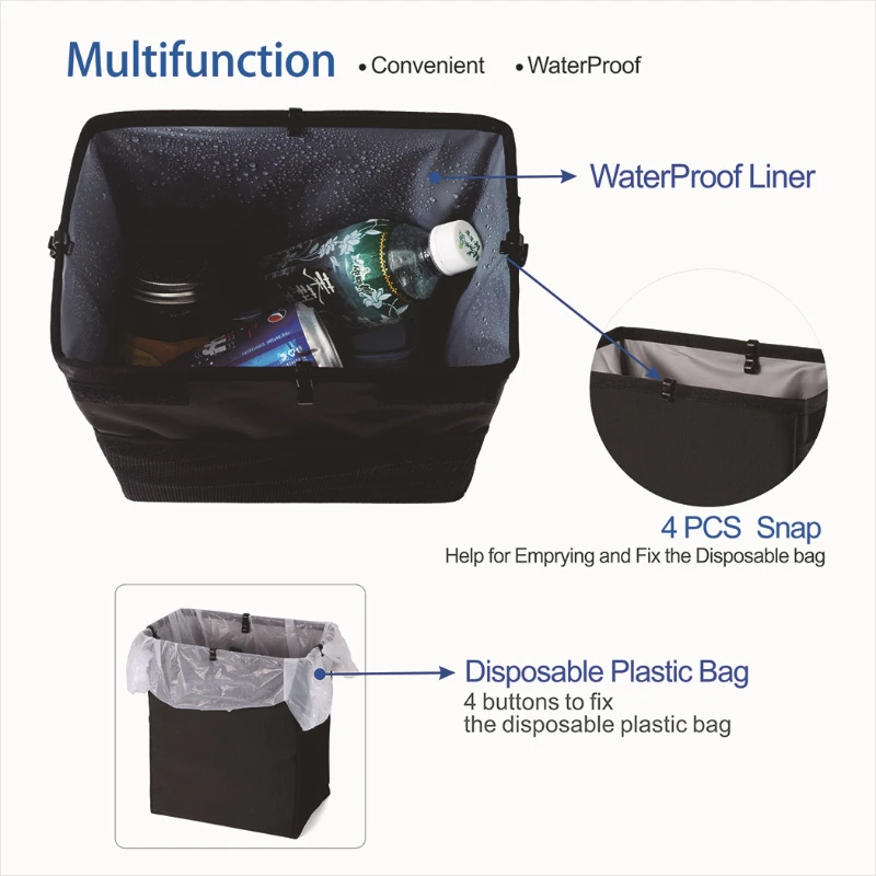 1 Piece Portable Foldable Car Trash Can Waterproof Hanging Car Trash Can Multifunctional Interior Storage Container car trash can,car trash bag